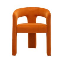 Dining Chair In Velvet Chic Armchair With Stylish Curved Backrest For Kitchen Living Room Restaurant Cafe, Orange, Wahson