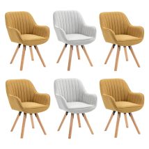 Meubles Cosy Lot De 6 Chaise Salle À Manger Scandinave Fauteuil Coiffeuse Siège Pivotant Avec Accoudoirs Pour Chambre Salon Cuisine Bureau, 