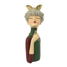 Donna resina con rossetto verde 16,5x12x32 cm – Resina – Vacchetti
