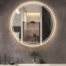 Luvodi - Rund Badspiegel Mit Beleuchtung - Antibeschlag Led Badezimmerspiegel Mit Umlaufenden Raumlicht Und Hinterleuchtet - Dimmbar 3 Lichtfarben 