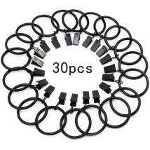 30 Stück Gardinenringe Mit Clip, Edelstahl-vorhangringe Zum Aufhängen Für Gardinenstangen, 32 Mm Innendurchmesser (schwarz)