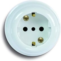 Fanton - Keramik-wandsteckdose P30, Weiße Farbe, 2p+e, 16 A, Standard, Ita 84011