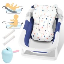 Swanew Vaschetta Da Bagno Pieghevole Con Termometro E Cuscino Da Bagno - Vaschetta Da Bagno Pieghevole Da 60,5 Cm - Grigio