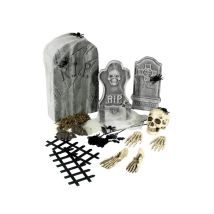 24 Piece Graveyard Collection - Grey - With Tombstones & Accessories - 36032