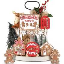 Qersta - Christmas Tiered Tray Decorations, Table Toppers, Christmas Party Decorations (12pcs)