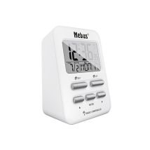 Digitaler Funkwecker – 2 Weckzeiten – Innentemperaturanzeige – 12/24 Std. – Weiß – MEBUS