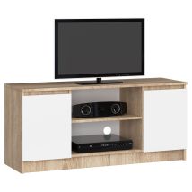 Abamihome - Mobile Tv Akord Sonoma Quercia 120 Cm 2 Ante Inserto Frontale Bianco 120x40x55 Cm