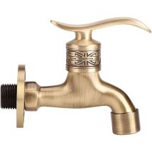 Grifo De Lavadora De Latón Antiguo - Montaje En Pared, Agua Fría, Baño