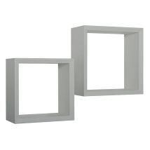 Ahd Amazing Home Design - Estantes Cúbicos De Pared Conjunto De 2 Pc Mod. Ginevra Gris Guijarro