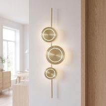 Led Wandlampe Groß 120 Cm Hoch Aluminium In Gold 3000 K 1008 Lm Modern Wandleuchte Wohnzimmer