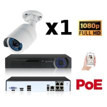 Kit Vidéo-surveillance 1 Caméra Tube Ip Fullhd 1080p Poe