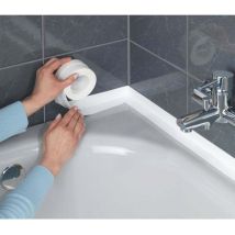 Bande D'Étanchéité Wenko 3,5m Blanche Pour Baignoire Et Douche Autocollante Flexible Extralarge Résistante Aux Produits De Nettoyage 50mm Imperméable 