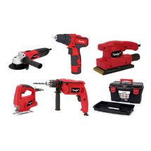 Itools - Pack 5 Outils Meuleuse 500w Perceuse 500w Visseuse 12v Scie Sauteuse 350w Ponceuse 135w + Boite À Outils 18'
