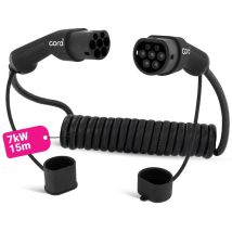 Cord Coiled 15m Ev Charging Cable 230v 32a 7.4kw Portable Fast Charger Uk Plug