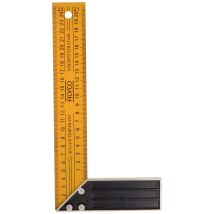 197390 197390-escuadra Acero Templado Mango Aluminio Graduacion Ambos Lados De 250 Mm, Nero - Alyco