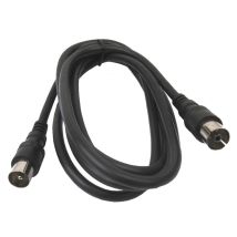 Prolongador cable antena 2,5m – Negro – Conector macho/hembra – Compatible con TV y satélite