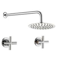 Ducha Empotrada Bimando Redonda De 1 Salida/vía Cromado Serie Nalon - 30cm - Valaz