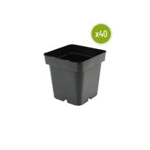 Lot De 40 Pots Carrés Noirs 1l – Pots Pvc Rigides 11x11x11 Cm