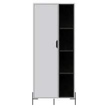 Core Products – Bookcase Display Unit – White and Carbon Grey Oak Effect Melamine – Adjustable Hinges – 68.6 cm Width, 42.3 cm Depth, 160 cm Height