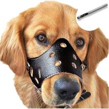 Bozal De Cuero Para Perros, Antiladridos, Apto Para Perros Grandes, Pequeños Y Medianos (negro, Talla L).