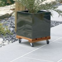 Nortene – Soporte con Ruedas Flora Roll – Madera de Pino Tratada – 4 Ruedas con Freno – Carga Máxima 120 Kg – 40 x 40 cm
