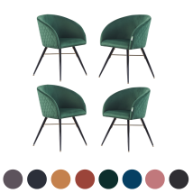 Life Interiors - Set Of 4 Vittorio Modern Velvet Dining Chairs - Ergonomic Curved Back With Metal Legs - Armchair For Dining Room Kitchen Living Room 