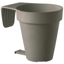 Balconiera Vaso E-smart Ø20xh20 Cm In Harz Mit Untertasse Und Abstandshalter - Lightgray - Lightgray