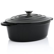 Gusseisen Cocotte, 4,3 Liter, Schwarz, Oval, Emaillierter Gusseisen Bräter Mit Deckel - Bbq-toro