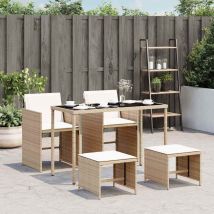 Torana - 5-tlg. Garten-essgruppe Mit Kissen Beige Poly Rattan Vidaxl