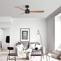 Ventyly Deckenventilator Ø132 cm – Gleichstrommotor – 6 Geschwindigkeitsstufen – Wendbare Blätter in Schwarz und Holz