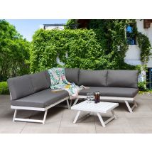 Signature Weave Kimmie Aluminium Corner Sofa Adjustable Sun Lounger Grey White