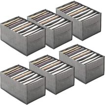 Ensoleille 6-teiliger Schubladenorganizer Für Kleidung, Faltbare Aufbewahrungsbox Aus Vliesstoff Mit 9 Fächern, 44 X 25 X 20 Cm, Für Jeans Und 