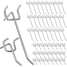 Kartokner - Pegboard Hooks, 50 Pack Pegboard Hooks, Door Wall Panel Wall Hooks For Retail, 10cm And 5cm Single Hook Set