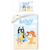 Biancheria Da Letto In Cotone 140x200 Bluey Blue Dog Holiday Hit