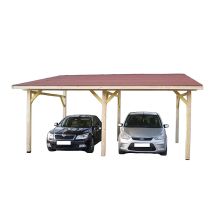 Habrita Auvent Bois Monopente Double Voiture 29,34 M² - Structure Lamellé-collé - Toiture Shingle
