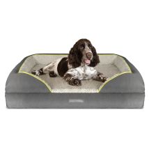 Dreamcatcher Grey Large Plus Dog Bed Orthopaedic Shredded Memory Foam, Fleece Sleeping Area, Non Slip Base, Washable Cover