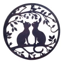 Signes Grimalt Figura De Gato Adorno Pared Adorno Placas Metal Negro 2x30x30cm 37189