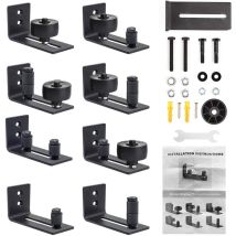 Juego De Montaje En Pared Ajustable Para Pared Con Guía De Piso Ajustable Para Guía De Puerta De Granero Con Rodillos De Guía 8 Variantes Posibles 