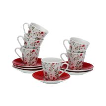 Taza Cafe Porcelona Con Plato Set 6 Ud