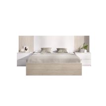 1000brico - Dekit Loma - Cabezal Con Dos Mesitas De 2 Cajones Y Aro Cama 135/140x190 - Blanco / Alistonado / Natural - 96 X 258.8 X 195.4