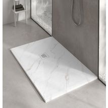 Siena - Premier Calcatta White Marble Stone Resin Ultra-slim 25mm Rectangular Shower Tray - 1200 X 700