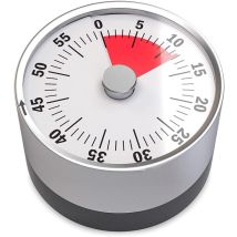 Semplice Timer Meccanico E Magnetico. Fino A 60 Minuti. Timer Con Conto Alla Rovescia E Allarme Acustico. Acciaio Inossidabile.