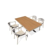 Lamu - Conjunto De Comedor De Jardín De Aluminio Para 4 Personas - Gris Topo - Dcb Garden