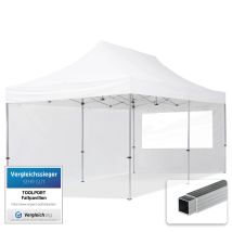 House Of Tents - 3x6 M Faltpavillon, Economy Alu 32mm, Seitenteile Mit Panoramafenstern, Weiß