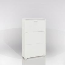 Scarpiera 3 Ribalte Mod. Quadrante Cm 70x18 H.118 Bianco Fiammato