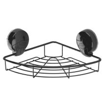 Showerdrape - Suctionloc Black Steel Suction Wall Mounted Corner Basket