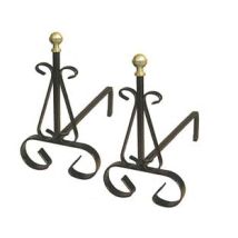 Chenets de cheminée – 19 cm x 31 cm x 30 cm – Fer forgé peint noir – Accessoire de cheminée et poêle – MILLE