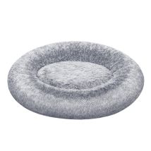 Panier Pour Chien, Lit Rond En Forme De Beignet, Canapé, Coussin Central Amovible Et Lavable, Tissu Peluche Doux, Ø120 Cm, Gris Ombré