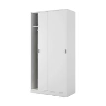 Altri - Kleiderschrank 100x50x200h Cm Mit 2 Türen Und 1 Einlegeboden Mattweiß – Sofora