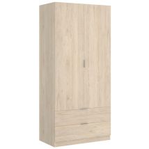 Armario de dos puertas y dos cajones – 184 cm altura – 81 cm ancho – 52 cm profundidad – Blanco – DEKIT